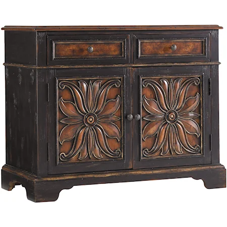 Two-Door Accent Chest with Two Drop-Front Drawers